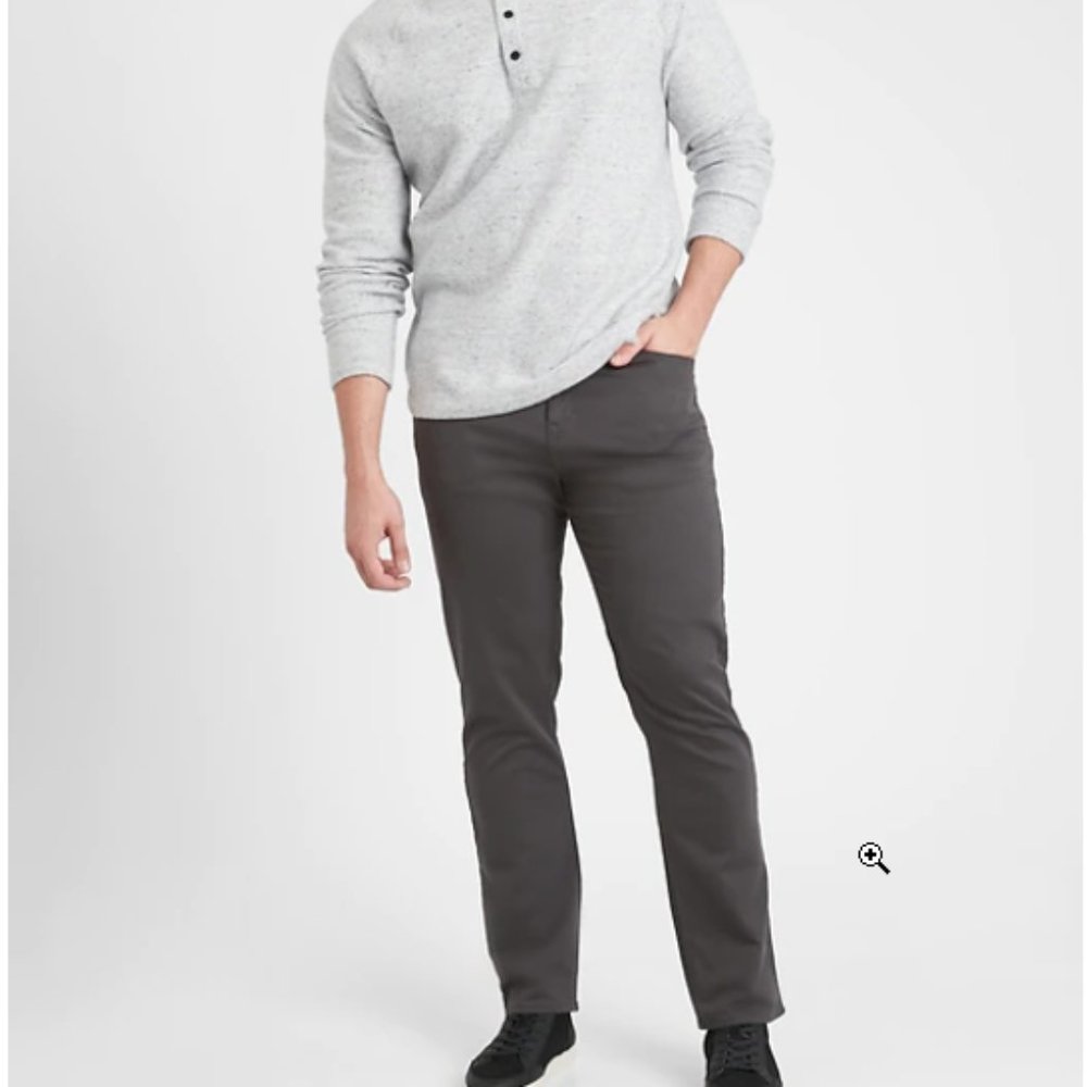 Banana Republic Mens Slim Traveler Pant 38/32 Gray